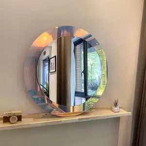 Espejo decorativo redondo colorido acrílico personalizado, espejo de maquillaje acrílico colgante de pared moderno para sala de estar