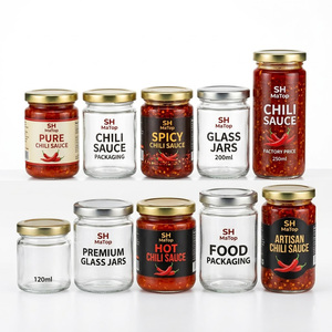 <span class=keywords><strong>Prix</strong></span> d'usine – Pots en verre vides de 200 ml pour sauce chili avec couvercles métalliques – Emballage alimentaire - Product Image 1