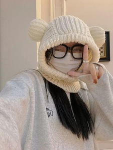 2024 mùa đông Dễ Thương Kawaii cổ ấm acrylic rắn đáng yêu động vật gấu Tai hoodie Balaclava dệt kim ấm áp Windproof Quà Tặng phụ nữ <span class=keywords><strong>hat</strong></span> - Product Image 4