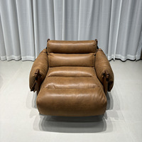 Canapé simple inclinable en cuir rétro OEM, fauteuil de détente convertible pour salon, chambre, balcon, appartement