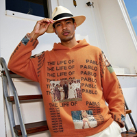 Sweat à capuche tissé surdimensionné personnalisé pour homme, style rappeur, motif anime décontracté, en polyester/coton teint en fil, collection printemps