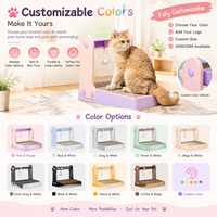 Arbre à chat interactif en carton durable, style simple, taille M, avec pompons suspendus et base pastel, vente en gros d'usine, logo personnalisé OEM
