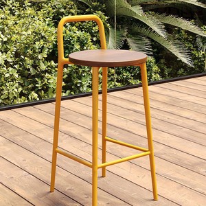 Chaise de bar extérieure moderne de luxe <span class=keywords><strong>en</strong></span> fer nordique, durable, avec base métallique stable, conçue pour un usage commercial dans les cafés et sur les balcons - Product Image 3