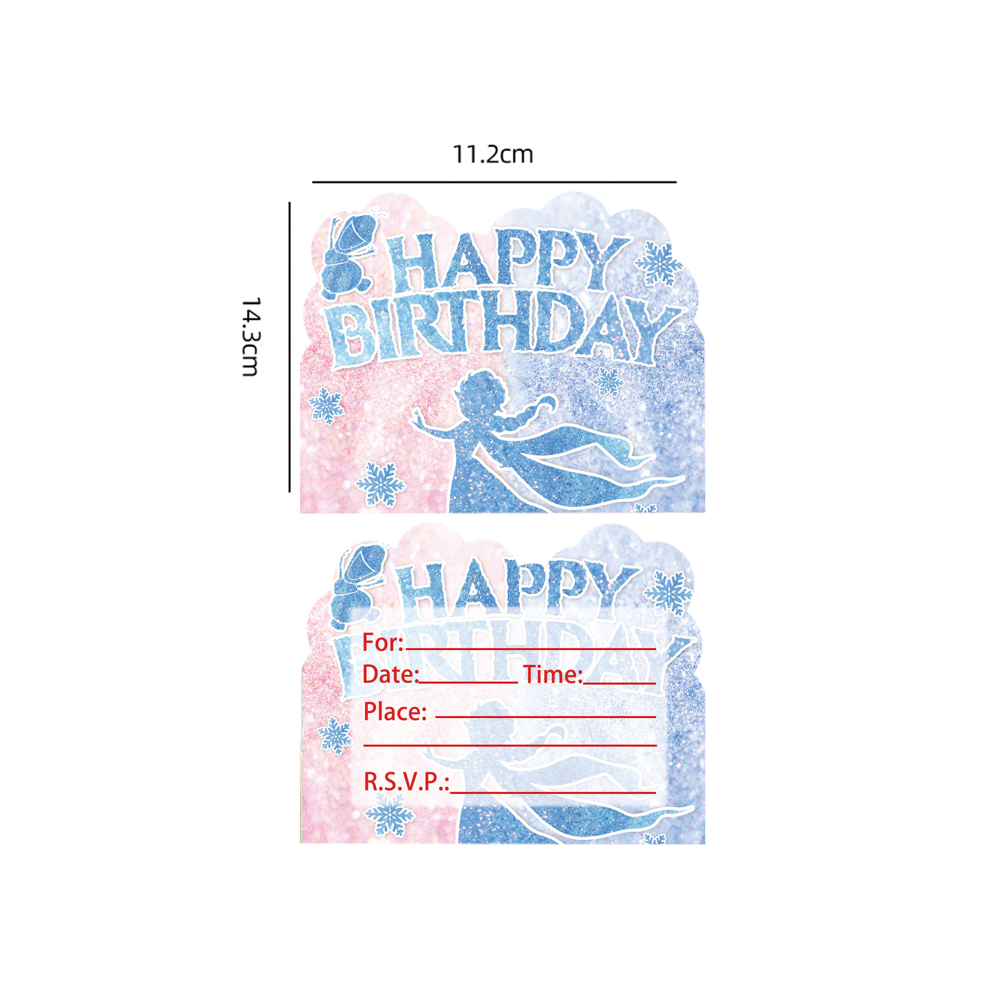 Carte d'invitation bleue-10pcs