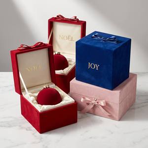 Ensemble de 16 décorations de Noël circulaires en velours de luxe, incassables, haute qualité, 3 couleurs (rouge, bleu), floquées, à suspendre, pour fêtes de fin d'année - Product Image 2