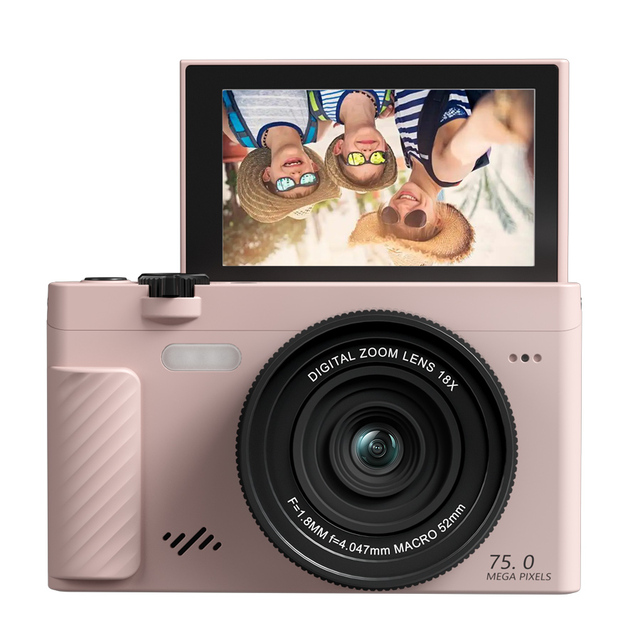 Pink 3.0inch Portable Compact Digital Camera 18X Zoom Digital Camera for Teens Adults Beginners