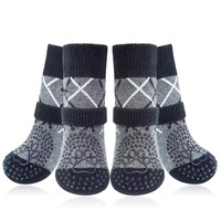 Chaussettes antidérapantes pour chiens avec sangles, en coton rayé, douces, respirantes, protection des pattes pour chiens âgés, de taille moyenne et grande