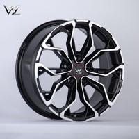Nouvelles jantes Walle en alliage d'aluminium noir brillant, face usinée, concave profond 7J ET40, 17 pouces, 5x114.3, garantie 3 ans pour voitures particulières