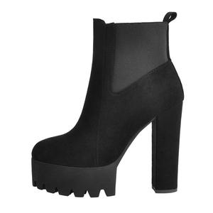 Bottines à plateforme noires personnalisées Xinzirain en PU à talon épais pour femmes - Product Image 1