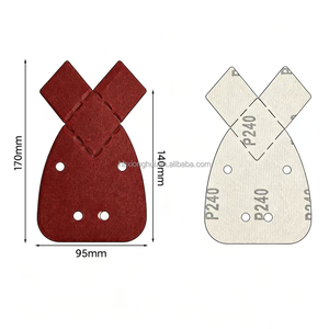 Feuilles de ponçage pour souris 170x140x95mm à 4 trous, détachables, en forme de queue de poisson, en oxyde d'aluminium rouge, pour ponçage de précision <span class=keywords><strong>multi</strong></span>-usage, grain 40-2000 - Product Image 6