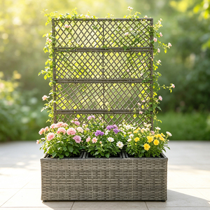 Treillis surélevé avec 3 Pots intérieur extérieur jardin Patio cour Poly rotin <span class=keywords><strong>jardinière</strong></span> Promotion utilisation <span class=keywords><strong>pour</strong></span> plantes grimpantes - Product Image 5