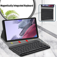 Casing Keyboard kulit PU Folio, casing Keyboard untuk Samsung Galaxy Tab A7 Lite 8.7 inci 2021 SM-T220 T225 dengan Keyboard nirkabel yang dapat dilepas