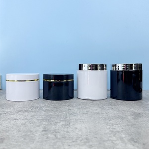 Hot Sale 300ml 500ml 600ml 1100ml Luxury <b>Empty</b> Large Cosmetic Containers Plastic <b>Jars</b> Plastic <b>Jar</b> Set Black White Gold Lid - Product Image 5
