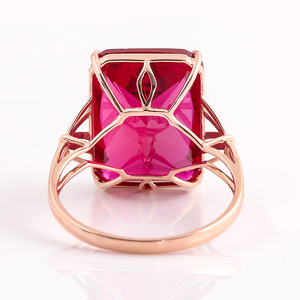 Bague en <span class=keywords><strong>rubis</strong></span> royal - 10x15 octogone, <span class=keywords><strong>rubis</strong></span> de 13,75 carats, <span class=keywords><strong>bijoux</strong></span> en or rose 18 carats - Product Image 4