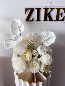 ZIKE - Décoration de mariage et fournitures très vendues, rangée de <span class=keywords><strong>fleurs</strong></span> artificielles personnalisée, centre de table tout blanc pour la table des mariés - Product Image 5