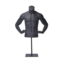 Mannequin Torse Masculin Premium NI-6, Mannequin Demi-Corps Musclé en Fibre de Verre pour Vitrine de Magasin de Vêtements de Sport