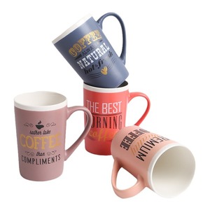 Taza de Café de Cerámica Azul Marino con Impresión de Letras, Gran Capacidad, Forma Cónica, Regalo, Vajilla - Product Image 4