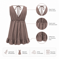 VELAN Nouvelle arrivée Robe pour femme à imprimé animal printemps, tissu polyester, sans manches, robe à volants sexy, robe élégante pour femme