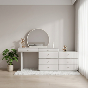 Table de maquillage moderne avec miroir éclairé et tiroirs de rangement pour meubles de chambre - Product Image 3