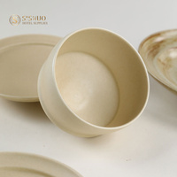 Ensemble d'assiettes à dîner en grès antique faites à la main, ensemble de vaisselle de luxe en céramique et en porcelaine de couleur mate pour la maison et le restaurant
