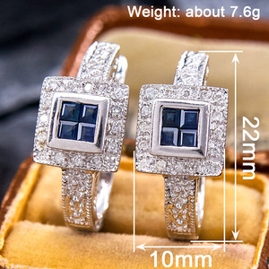 Orecchini a polsino blu con accenti vintage per donna, accessori per l'orecchio da indossare tutti i giorni - Product Image 5