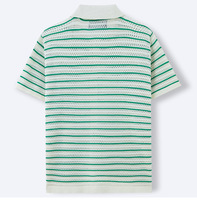 Sommer Neue Mode Atmungsaktiver Einknopf-Cardigan mit Halben Ärmeln Gestreifter Polyester Lässiger Loser Herren-Pullover