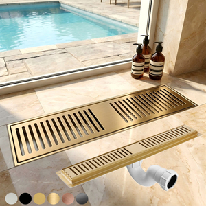 Desagüe de ducha lineal de acero inoxidable PVD dorado cepillado, desagüe de suelo para baño, uso comercial, compra a granel, ODM, OEM - Product Image 1