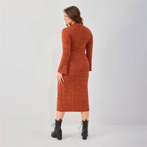 Conjunto de 2 Piezas de Ropa de Invierno para Mujer 2026, Talla Grande, Color Terracota, Estilo Casual, Cárdigan y <span class=keywords><strong>Falda</strong></span> de Punto, Estilo Diario Chic - Product Image 5