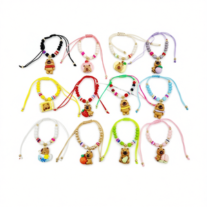 Braccialetti con ciondoli a forma di orsetto, colorati e regolabili, gioielli alla moda per bambini e ragazze, 1800 pezzi per scatola - Product Image 1