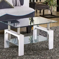 Nouvelle conception 2026 Quantité minimale de commande 30 pièces Style américain 2026 Prêt à expédier Table basse moderne de luxe léger à finition brillante avec plateau en verre