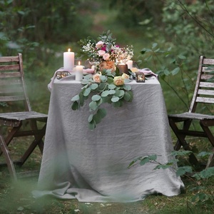 140x180cm Pure Linen <b>Table</b> Cloth With Embroidery <b>Table</b> Cover for Hotel Stone Washed Solid Color Home Wholesale Customizable - Product Image 4