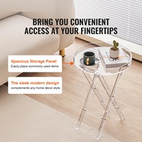 Table d'appoint en acrylique avec pieds pliants en X, plateau pliant en acrylique transparent