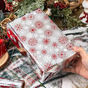MAYPLUSS Christmas <b>Wrapping</b> <b>Paper</b> Roll 17in X 33ft Double Side Red <b>White</b> Snowflake Design Gift Craft Packaging - Product Image 6