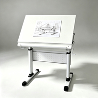 Table de dessin réglable à manivelle, design épuré, avec fente pour cartes, bureau inclinable assis-debout pour la création artistique à domicile