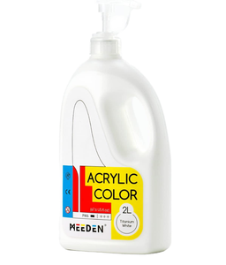 MEEDEN - Juego de Pintura Acrílica Extra Grande de 2L y 8 Colores, Pigmentos Ricos No Tóxicos, Blanco Titanio, para Clases de Arte/Pinturas Vertidas - Product Image 1