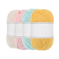 Fil à tricoter et à crocheter en mélange de coton doux et confortable, 50g, 5 brins, coloré, pour débutants, finition enduite, idéal pour sacs