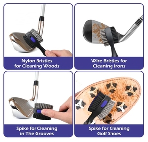 Brosses de club de golf et nettoyeur de rainures avec porte-clés magnétique Tête de brosse de golf surdimensionnée Pointe rétractable Poignée super antidérapante - Product Image 4