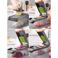 Vente en gros d'usine Accessoires de cuisine 15 en 1 Coupeur d'aliments Hachoir à oignons et légumes Mandoline Trancheuse Coupe-légumes multifonctionnel