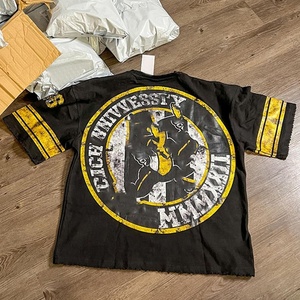 Usine personnalisée hommes Vintage coton lourd surdimensionné graphique t-shirt lavage à l'acide Streetwear 100% coton imprimé motif tricoté - Product Image 1