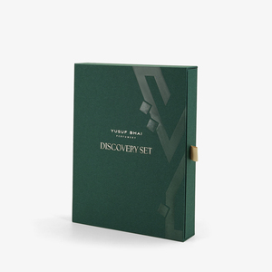 Boîte de découverte de parfums personnalisée en vert foncé avec tiroir coulissant, boîte rigide avec insert en <span class=keywords><strong>mousse</strong></span> pré-découpé pour kit d'échantillons de mini flacons de parfum - Product Image 4