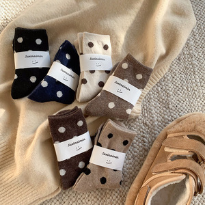 Chaussettes en <span class=keywords><strong>laine</strong></span> thermique à gros pois pour femmes, toutes saisons - Product Image 1
