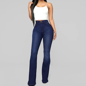 Vente en gros d'usine, jeans de haute <span class=keywords><strong>qualité</strong></span>, sur mesure, pour femmes, taille haute, extensibles, coupe slim, denim, jeans évasés, style Europe et Amérique - Product Image 3