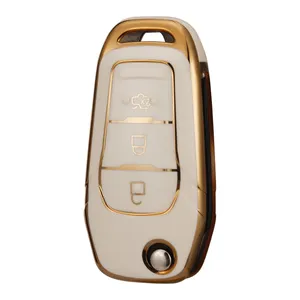 Per Ford Key Fob Cover Case Shell Gold Edge Style car key cover fit Ford F150 F250 Focus Escort Fusion Ranger