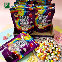 Approvisionnement direct usine OEM Bonbons durs lyophilisés halal aux saveurs de fruits pour enfants, en boîte, assortiment multicolore, snacks pour enfants