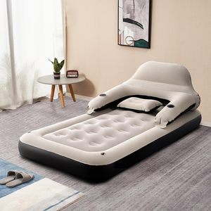 Portable Twin Inflatable Airbed Headboard Lock Pillow Armrest Cup Holders <b>Bag</b> for Outdoor Guests Featuring Portable Coil Beams - Product Image 4