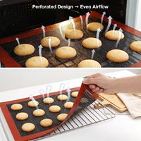 Tapis de cuisson en silicone perforé pour plaque de cuisson demi-format, antiadhésif, réutilisable, respirant, résistant à la chaleur, compatible lave-vaisselle, lot