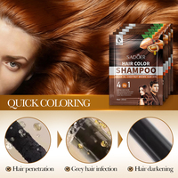 Shampo pewarna rambut semi permanen warna cokelat kastanye alami dari minyak argan, kemasan sachet 25ml, menutupi uban