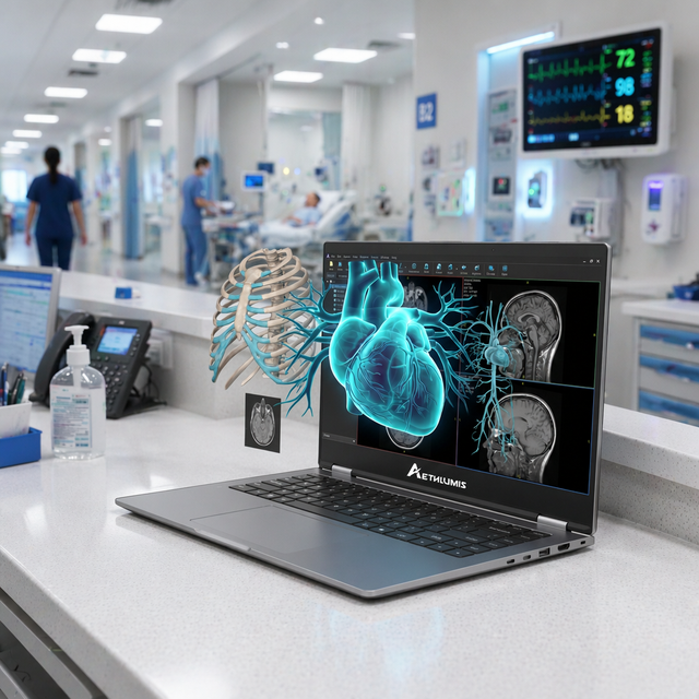 Rugged 128GB RAM 50 TOPS NPU Glasses-Free 3D AI Powered for CT/MRI 3D Reconstruction and Anatomy Display Laptop