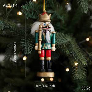 Ensemble de décorations de Noël vintage en bois, soldats casse-noisettes, poupées suspendues pour la décoration de l'arbre de Noël, pour les cadeaux de Noël - Product Image 6