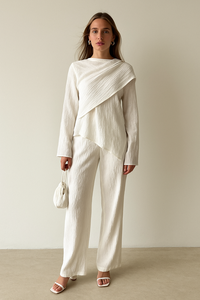 Traje musulmán modesto de dos piezas con pantalones anchos de corte casual y elegante, personalizado por LEDUO, para uso diario de mujeres. - Product Image 3